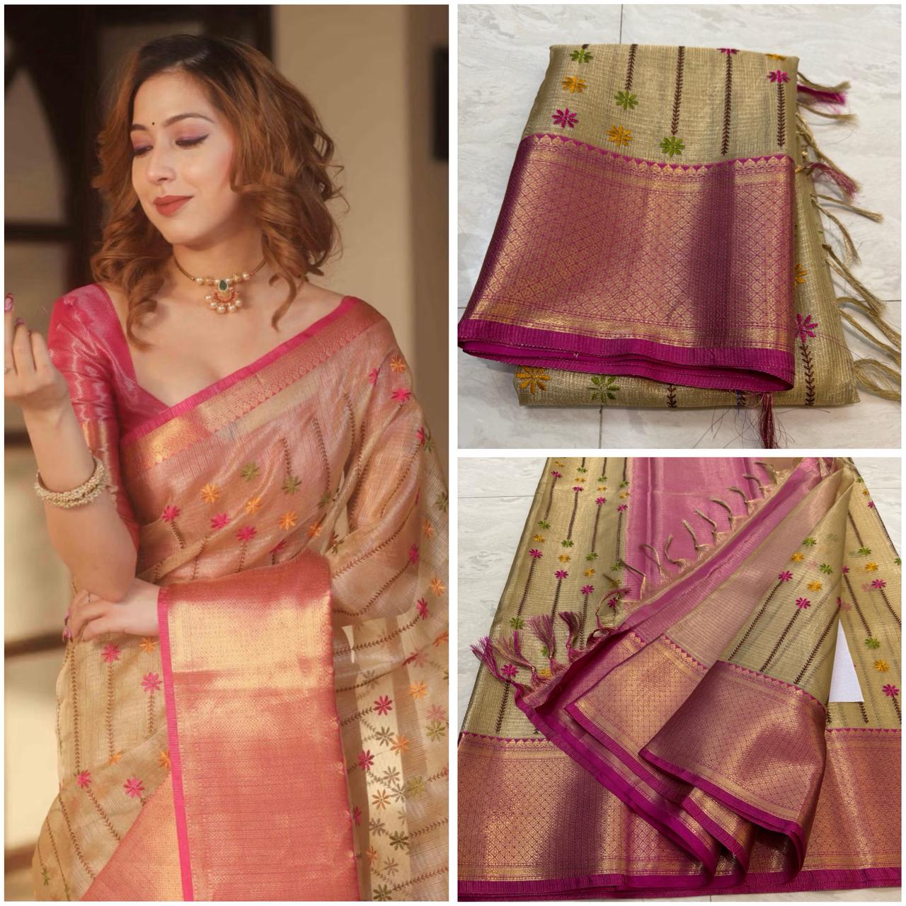 TISSUE FABRIC SAREES 